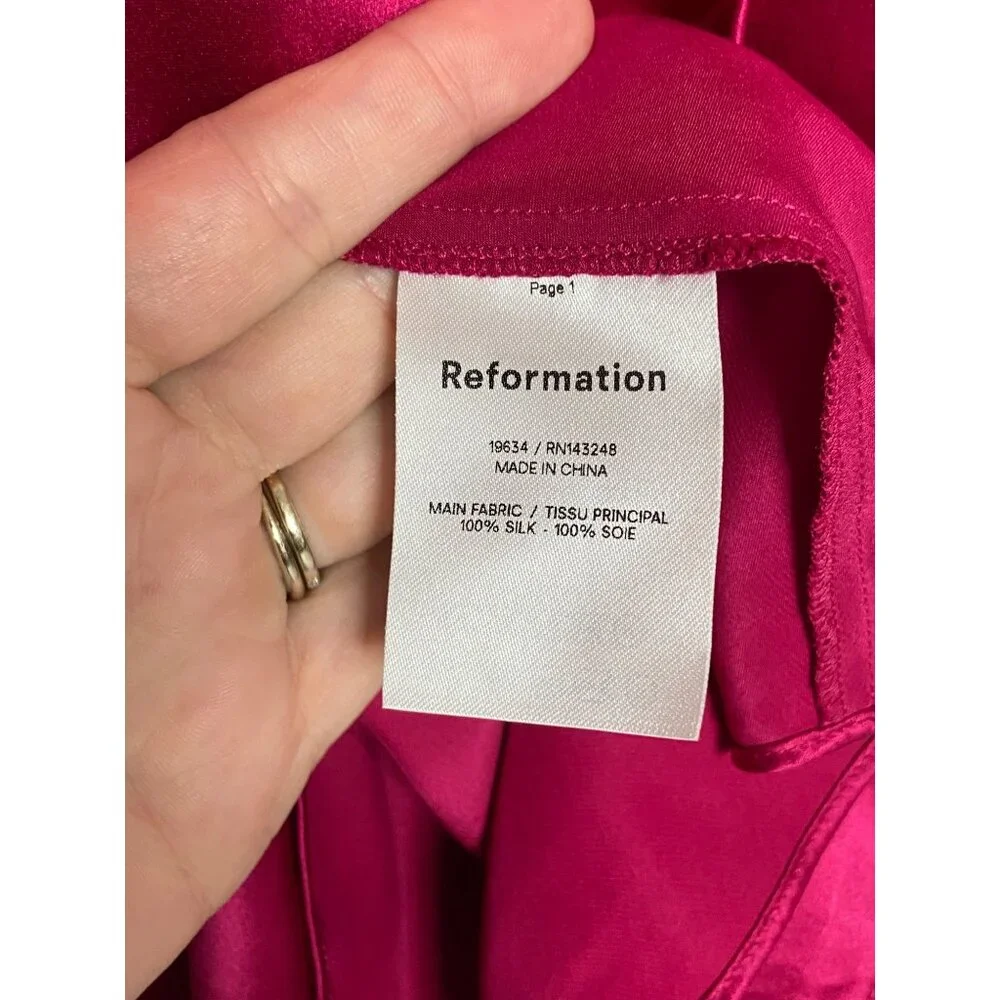 NWT Reformation Meadowlark Silk Slip Pink Dress-sz 12 - Picture 6 of 10